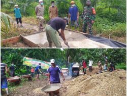 Desa Rantau Bakung Inhu Riau Bangun Jalan Beton Secara Gotong Royong