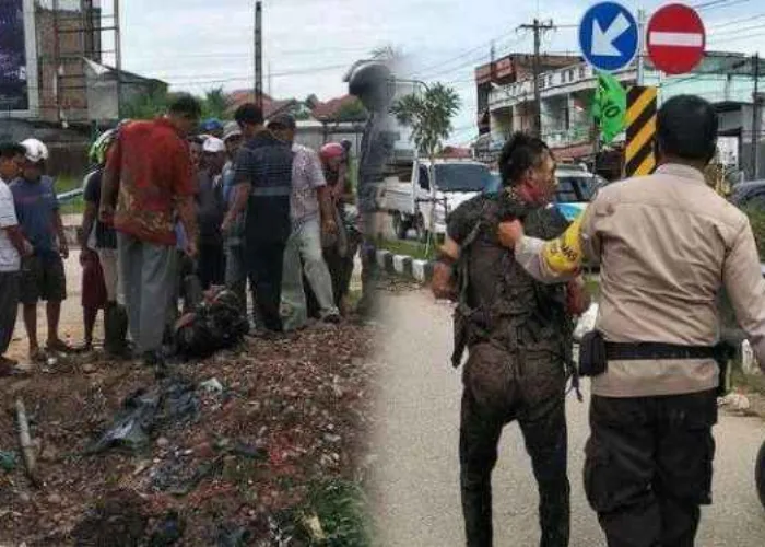 Suami di Dumai Bakar Istri Diamuk Massa Sampai Tak Berdaya