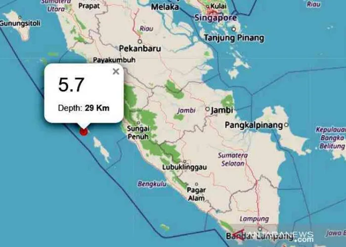 Mentawai Diguncang Gempa Magnitudo 5,7, Getaran Terasa ke Pariaman, Padang dan Bukittinggi