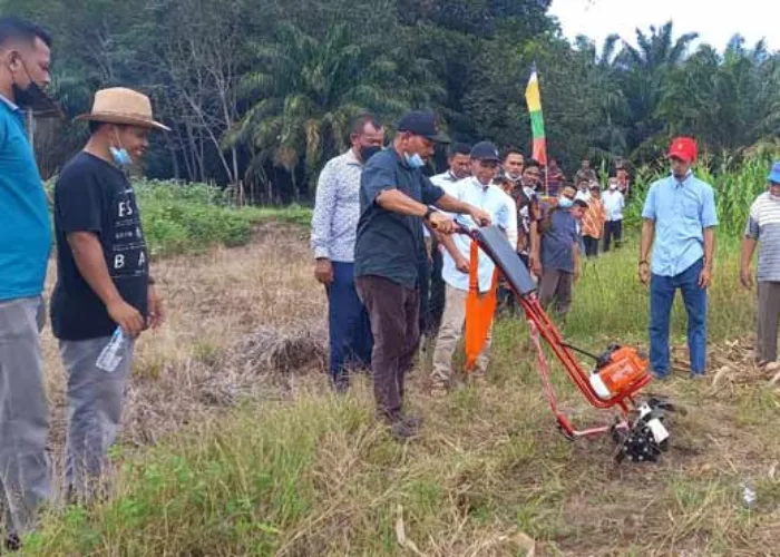 Dukung Swasembada Pangan, Wakil Ketua DPRD Inhu Suwardi Ritonga Bantu Petani Desa Redang Alat Pertanian