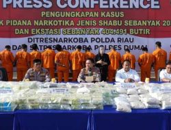 Polisi Amankan 203 Kg Sabu dan 404.491 Ekstasi di Riau