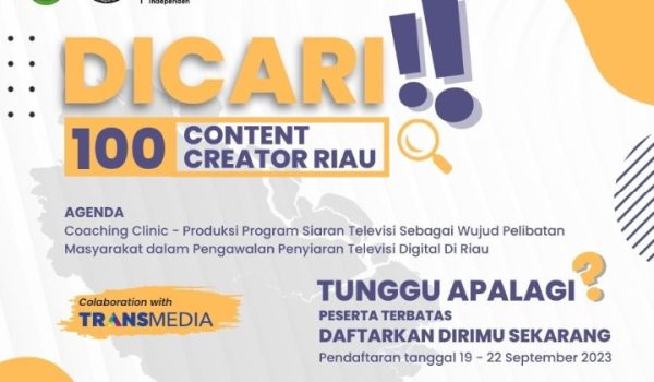 KPID Riau Mencari 100 Konten Kreator, Segera Daftar!