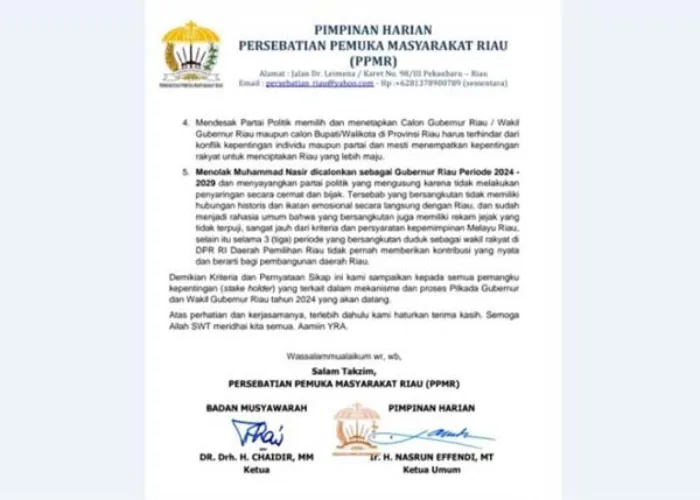 FKPMR dan PPMR Tolak Pencalonan Nasir di Pilgubri, Bagaimana Respon Partai Pendukung?