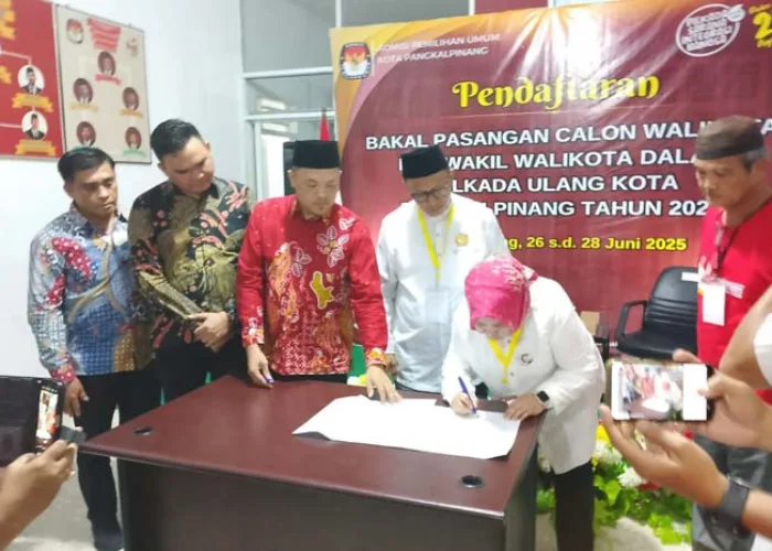 Daftar Pertama Pilwako Pangkalpinang, Paslon Independen Merdeka Datang Pakai Kerito Surong