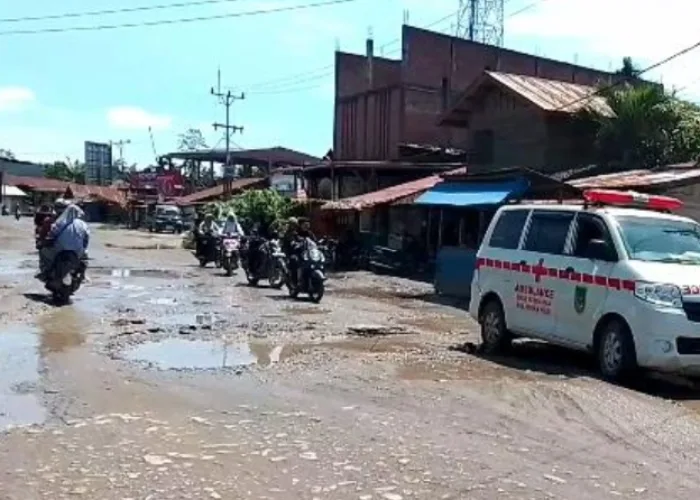 Jalan Rusak Parah di Kubu Babussalam Rohil Picu Kecelakaan, Truk Sawit Terguling