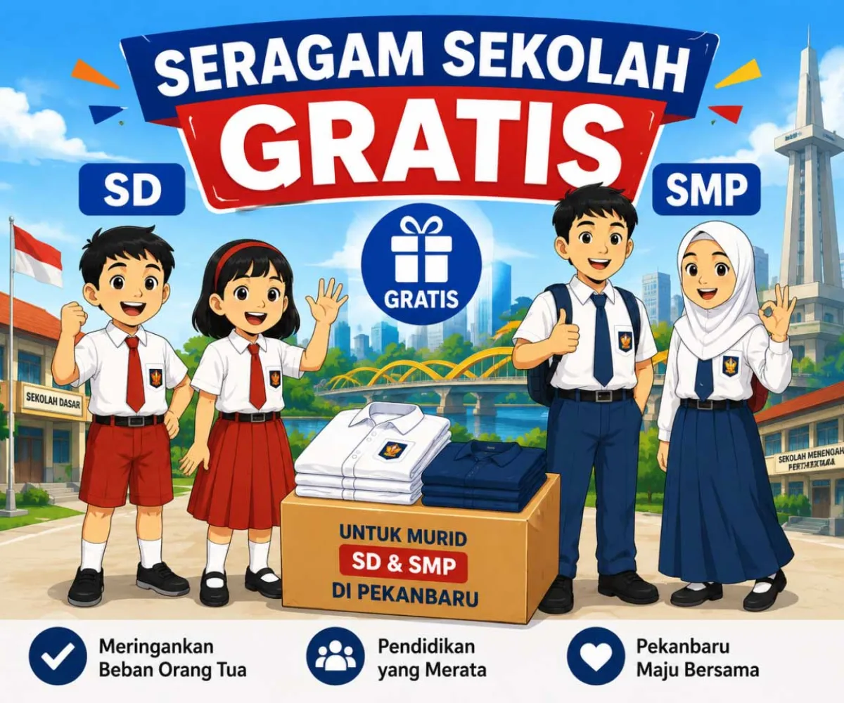 Pemko Pekanbaru Gelontorkan Rp13 Miliar, 20.800 Pelajar Terima Seragam Gratis