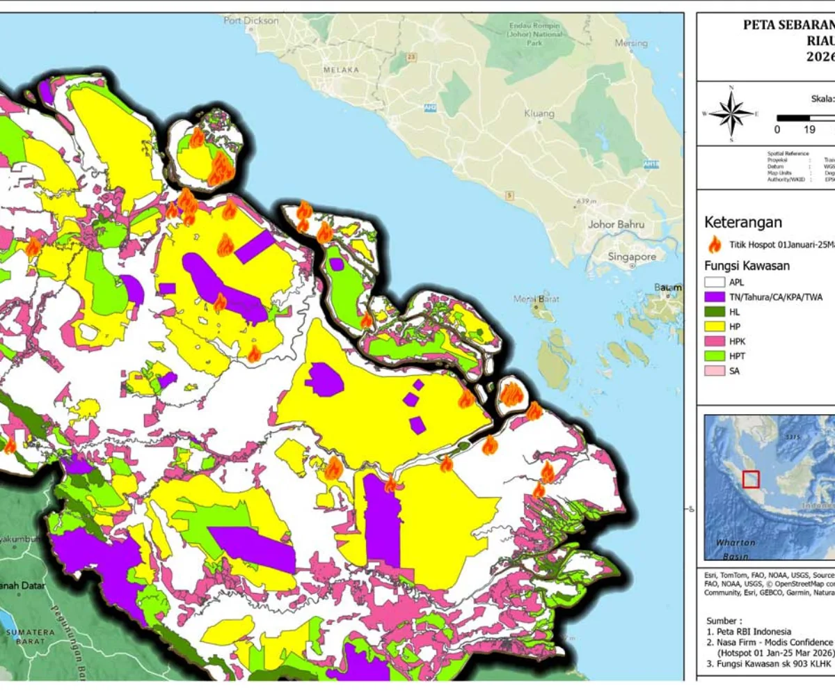 Hotspot Riau Tembus 198 Titik, 98 Terdeteksi di Indragiri Hulu