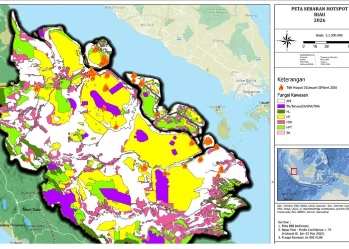 Hotspot Riau Tembus 198 Titik, 98 Terdeteksi di Indragiri Hulu