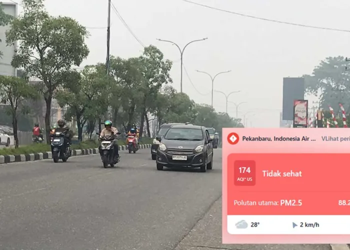 PM2.5 Mencapai 91,3 µg/m³, Kualitas Udara Pekanbaru Tidak Sehat, AQI Tembus 176