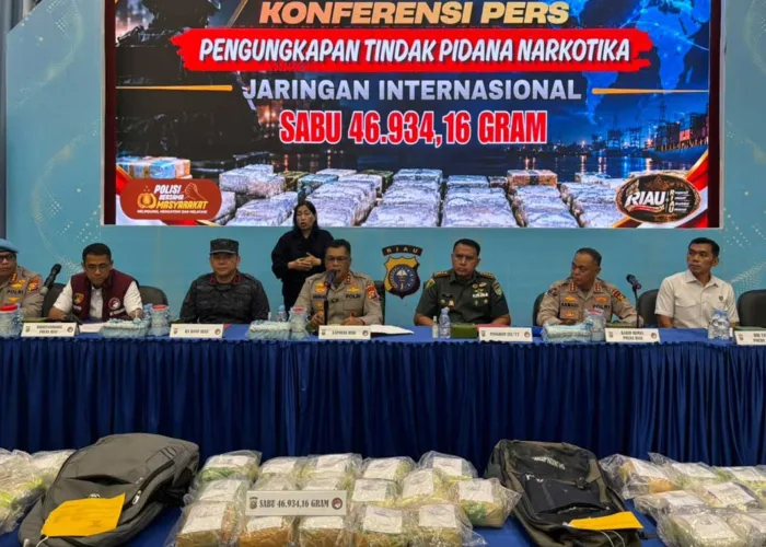 Polda Riau Sita 46,9 Kg Sabu Senilai Rp4,5 Miliar, Amankan Tersangka Babinsa dan Warga Sipil